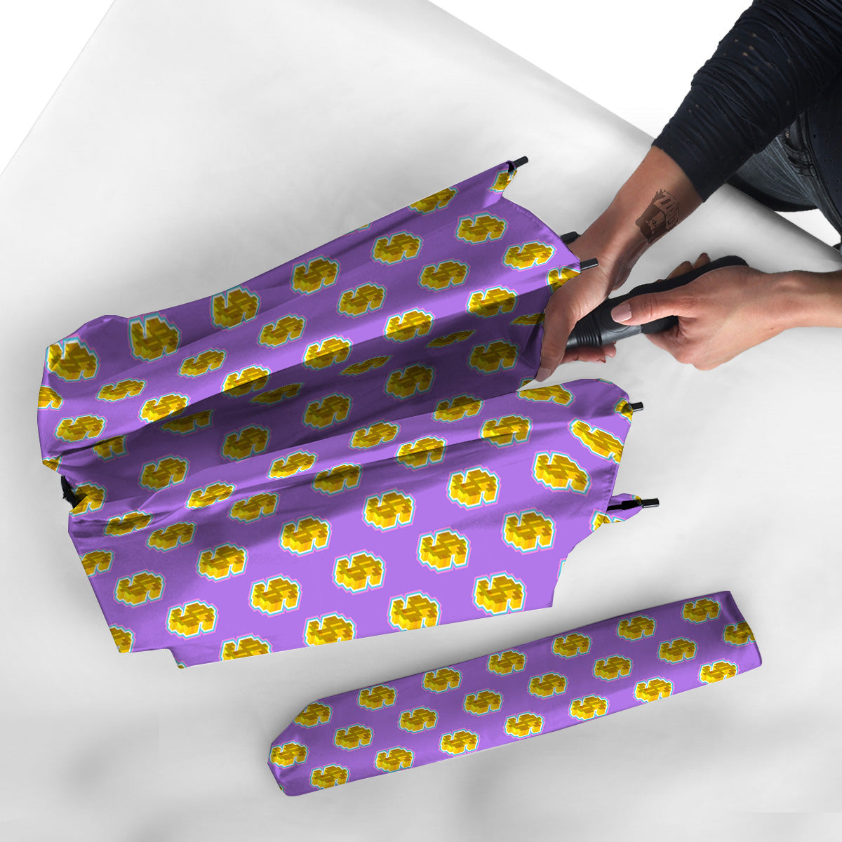 Isometric Gold Dollar Print Pattern Umbrella-grizzshop