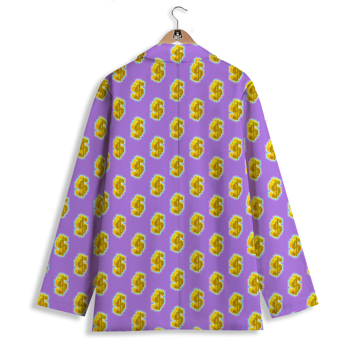Isometric Gold Dollar Print Pattern Women's Blazer-grizzshop
