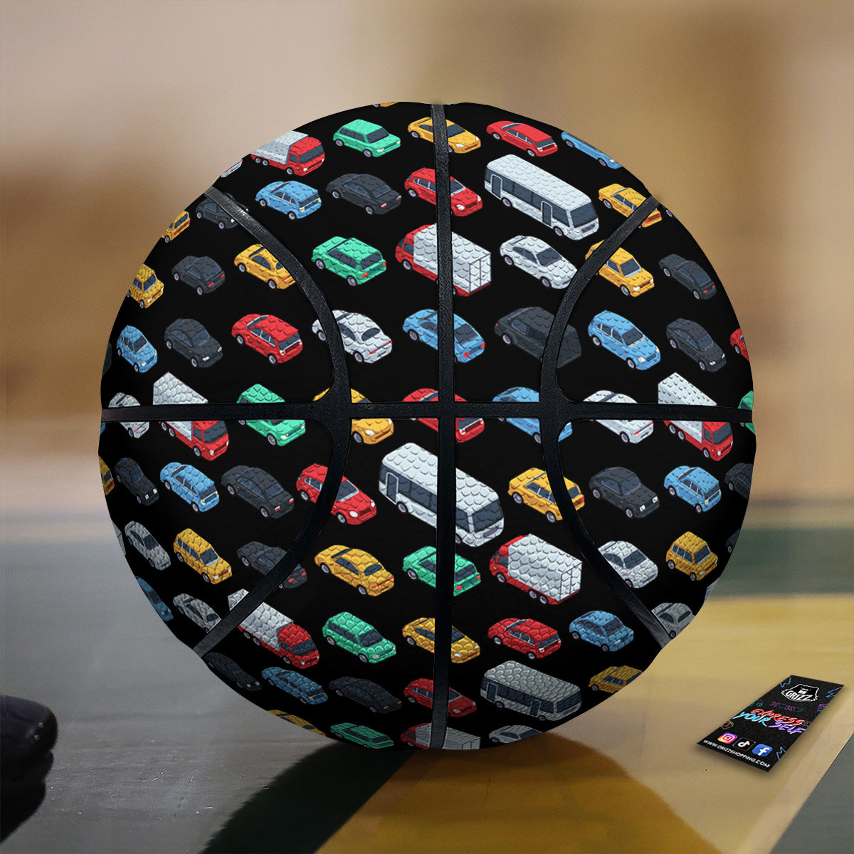 Isometric Cars Colorful Print Pattern Basketball