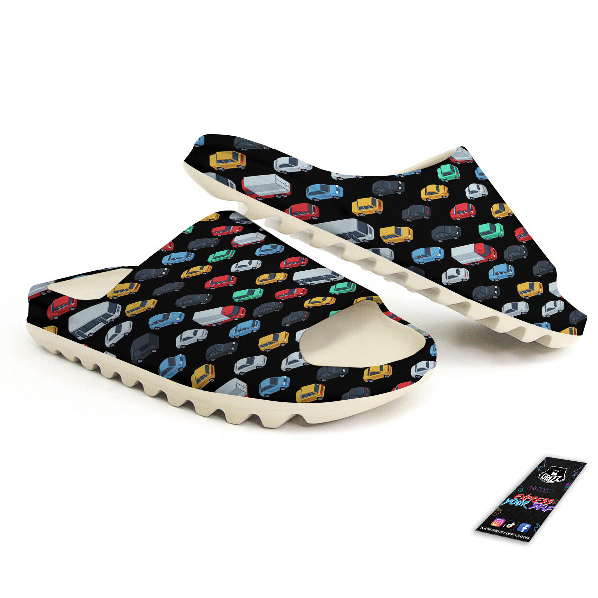 Isometric Cars Colorful Print Pattern Sandals-grizzshop