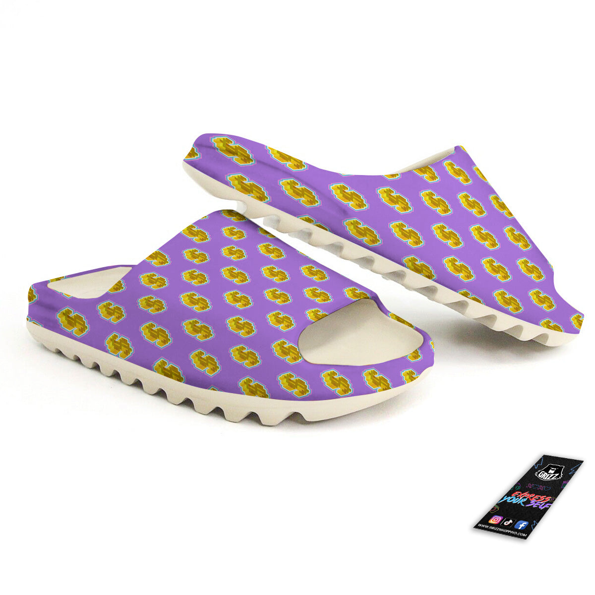 Isometric Gold Dollar Print Pattern Sandals-grizzshop