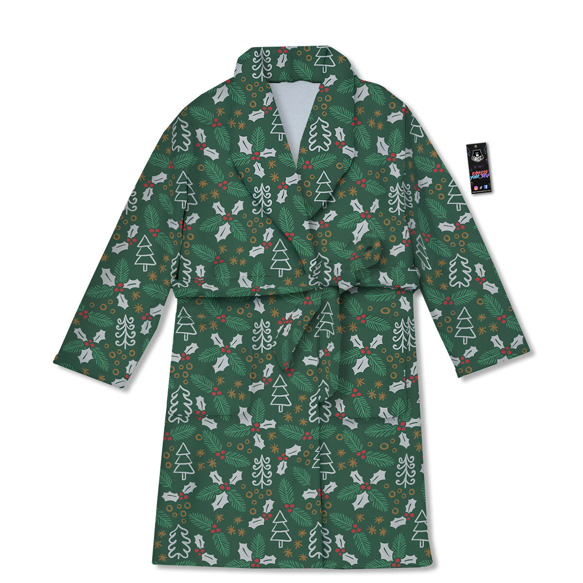 Ivy Leaf Christmas Print Pattern Bathrobe-grizzshop