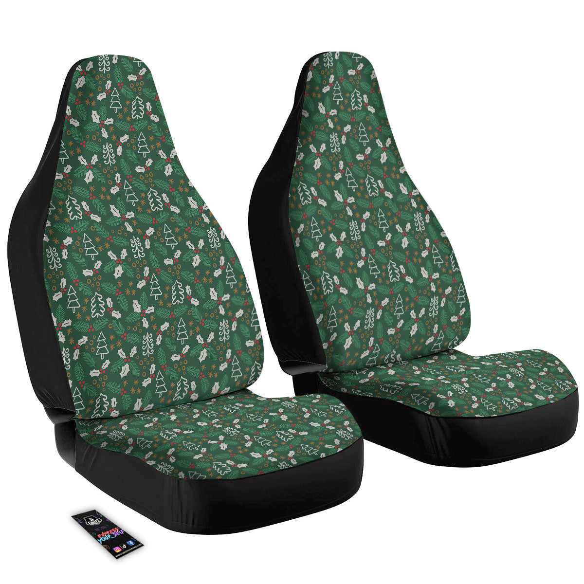 Ivy Leaf Christmas Print Pattern Car Seat Covers-grizzshop