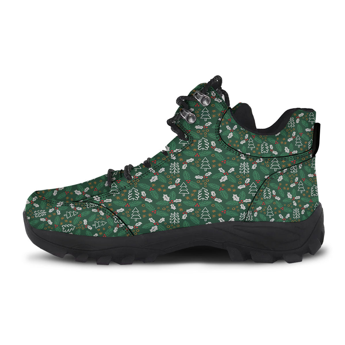 Ivy Leaf Christmas Print Pattern Hiking Shoes-grizzshop