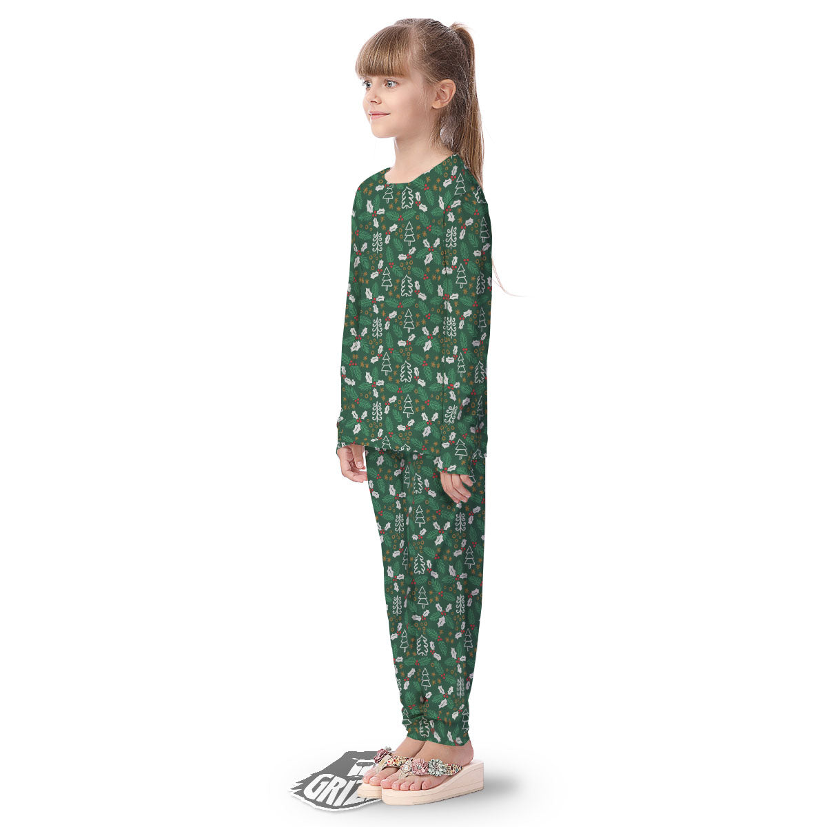 Ivy Leaf Christmas Print Pattern Kid's Pajamas-grizzshop