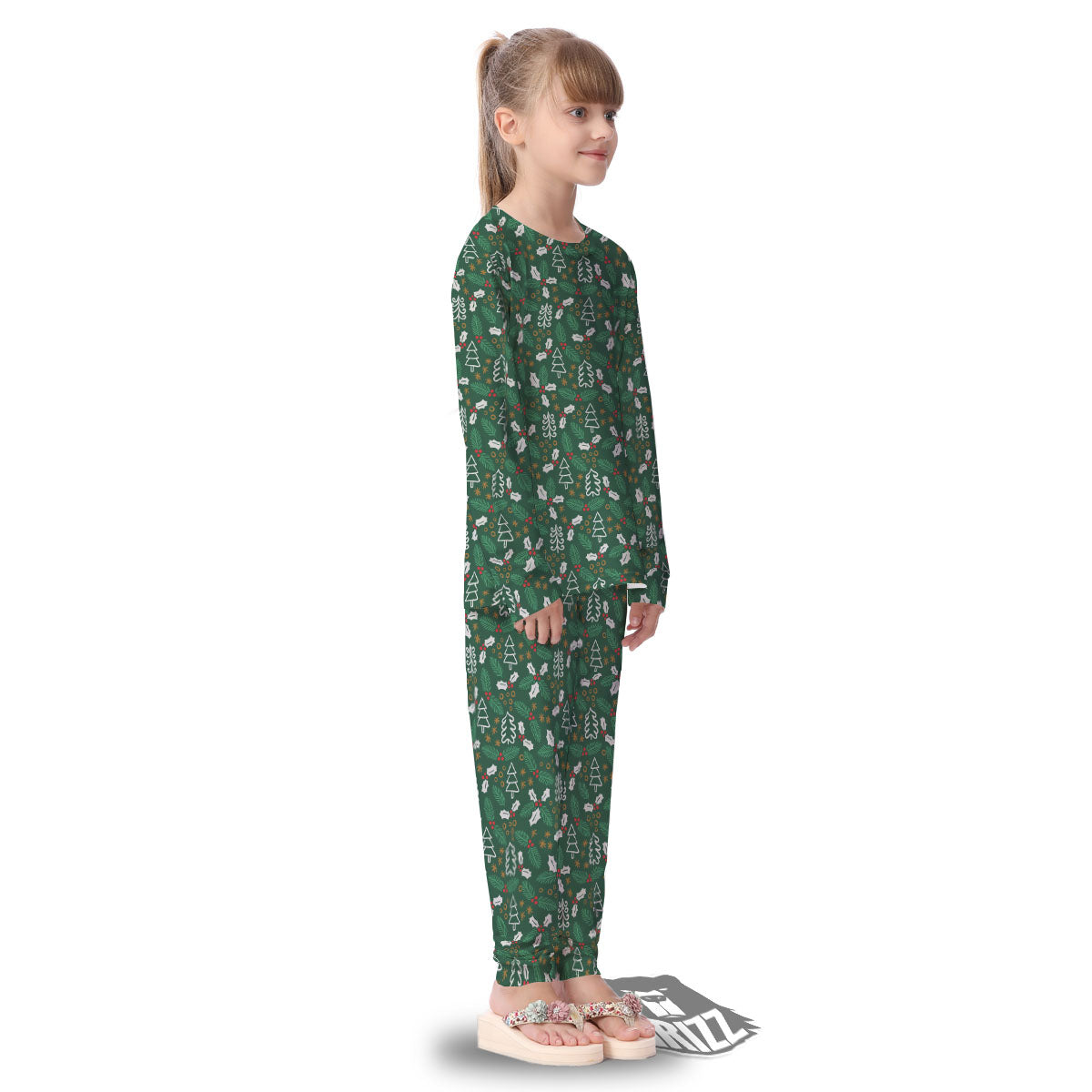 Ivy Leaf Christmas Print Pattern Kid's Pajamas-grizzshop