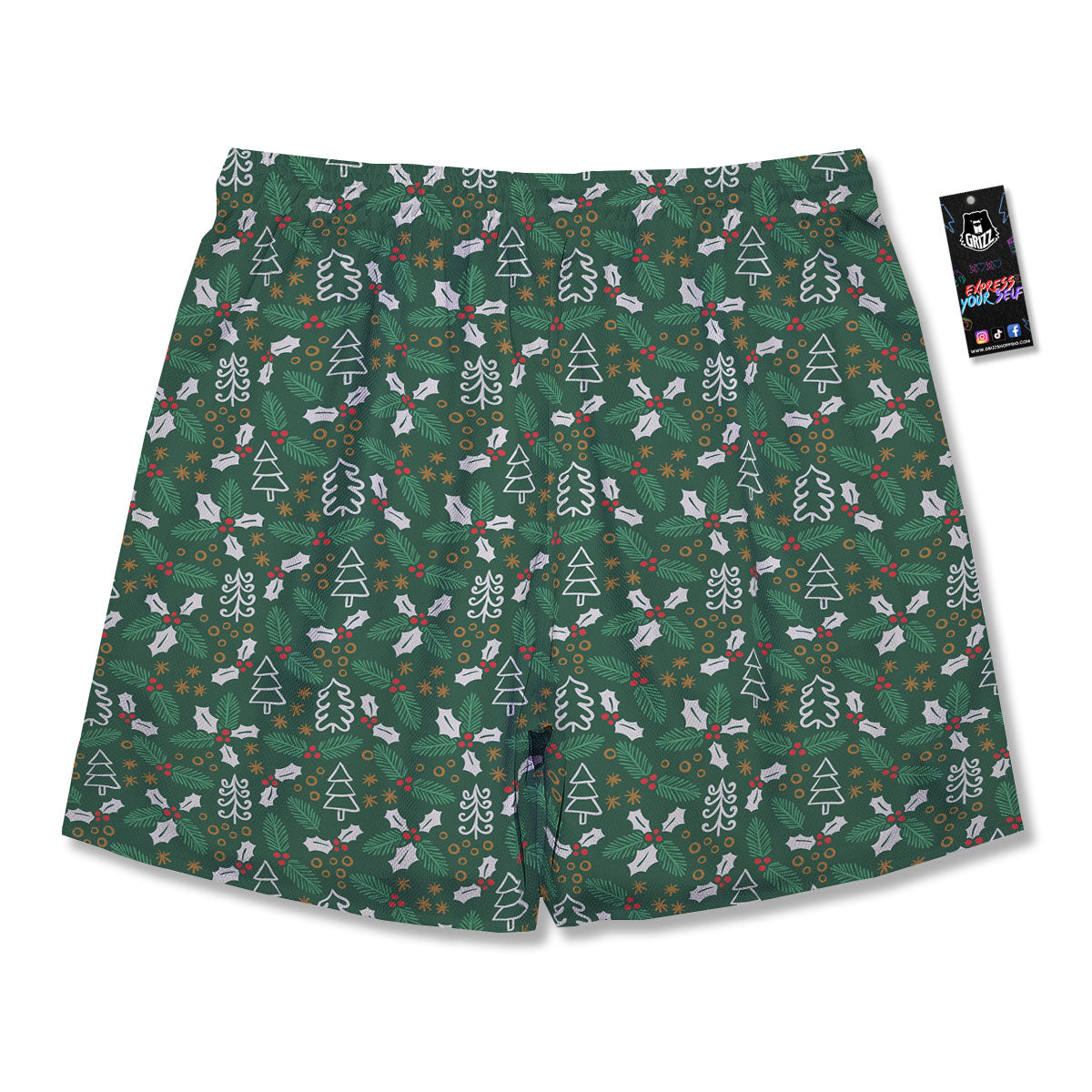 Ivy Leaf Christmas Print Pattern Men's Running Shorts-grizzshop