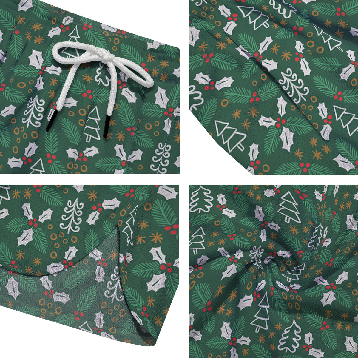 Ivy Leaf Christmas Print Pattern Men's Running Shorts-grizzshop