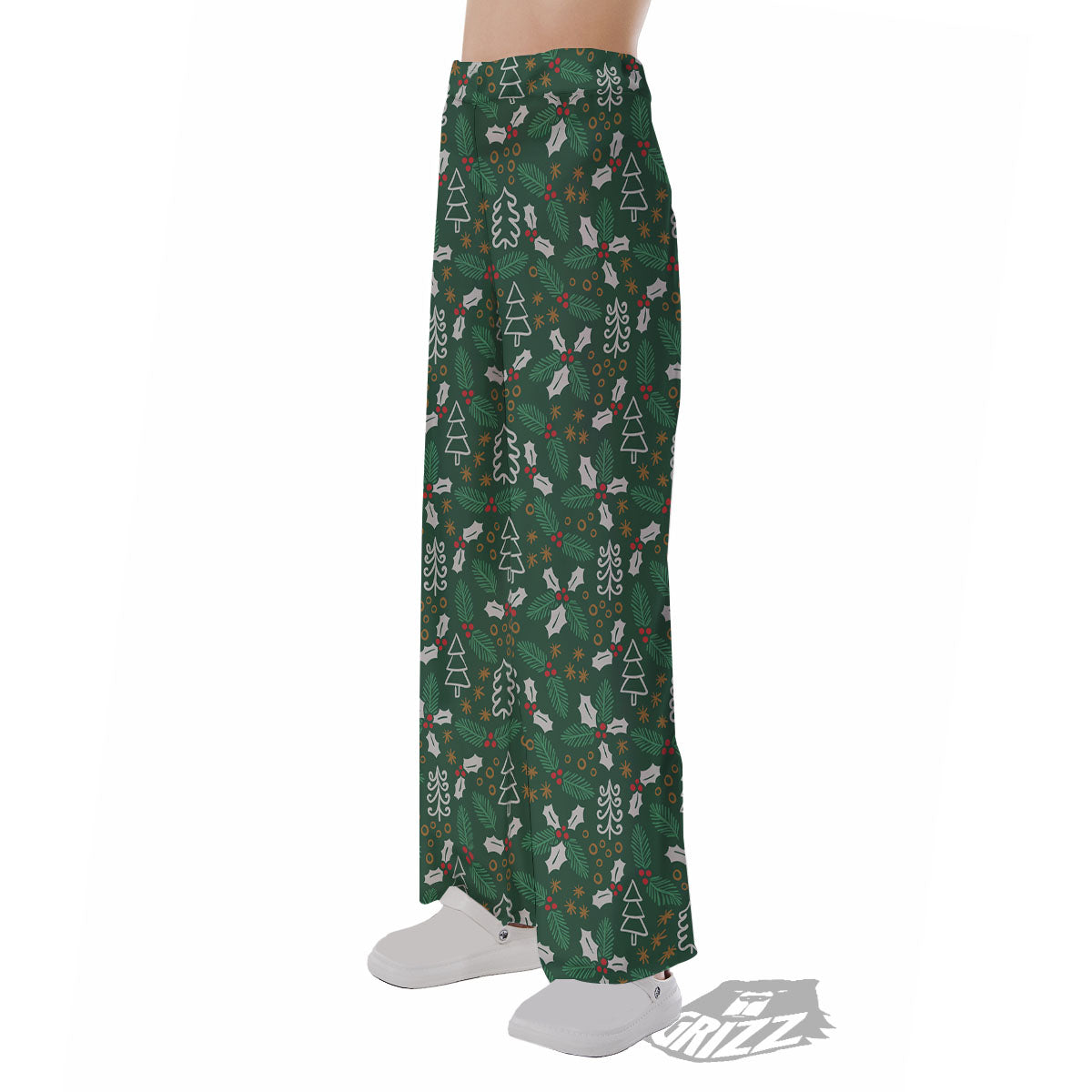 Ivy Leaf Christmas Print Pattern Pajama Pants-grizzshop