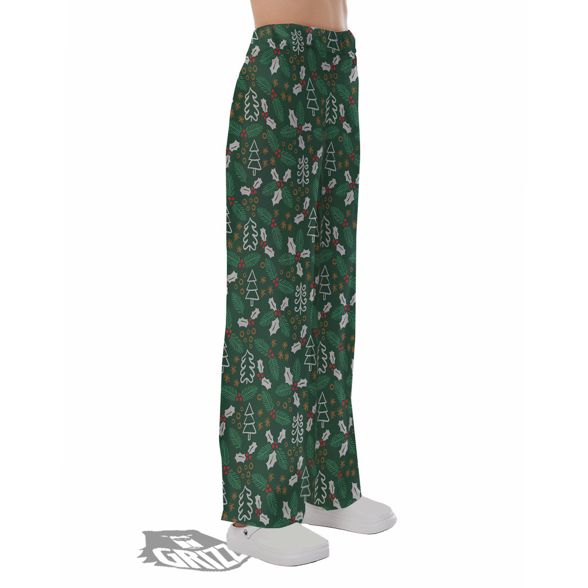 Ivy Leaf Christmas Print Pattern Pajama Pants-grizzshop