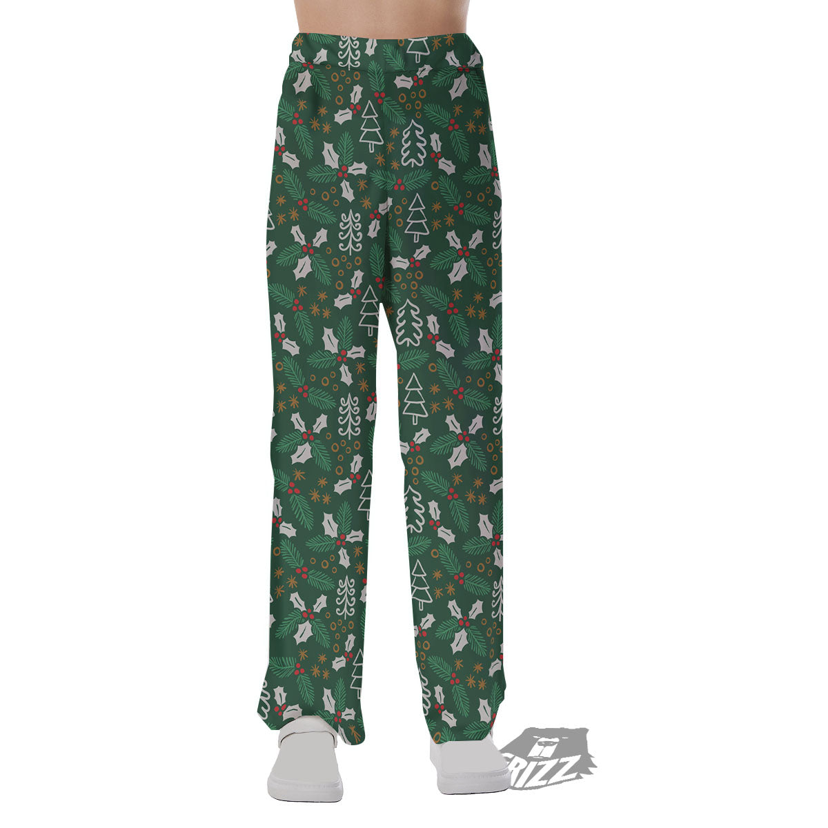 Ivy Leaf Christmas Print Pattern Pajama Pants-grizzshop