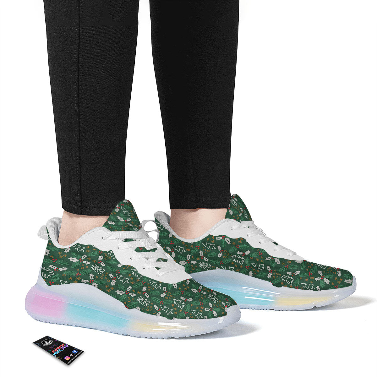 Ivy Leaf Christmas Print Pattern Running Sneakers-grizzshop