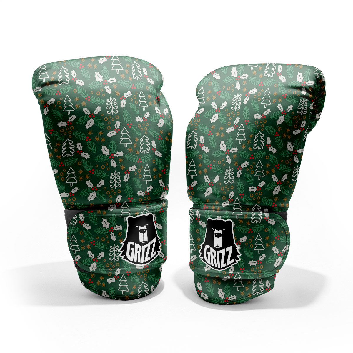 Ivy Leaf Christmas Print Pattern Pro Boxing Glove