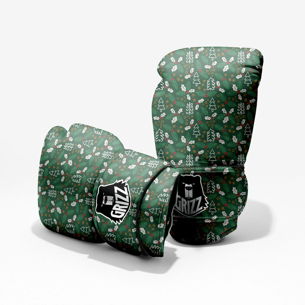Ivy Leaf Christmas Print Pattern Pro Boxing Glove