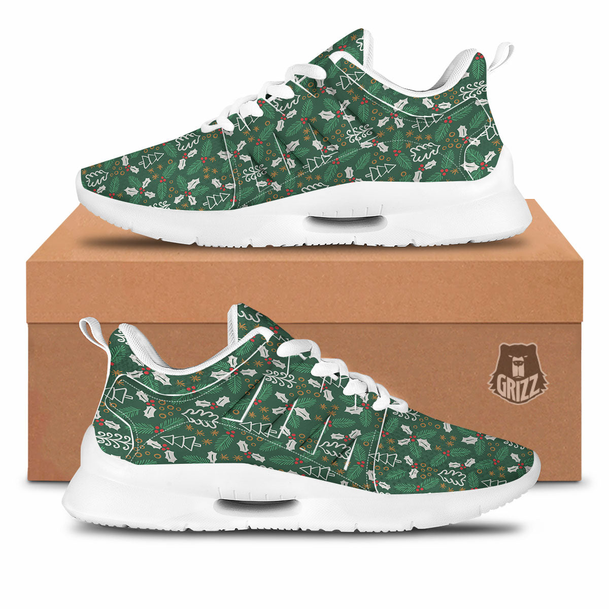 Ivy Leaf Christmas Print Pattern Tennis Shoes-grizzshop