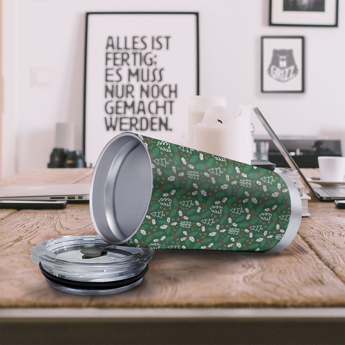 Ivy Leaf Christmas Print Pattern Tumbler-grizzshop