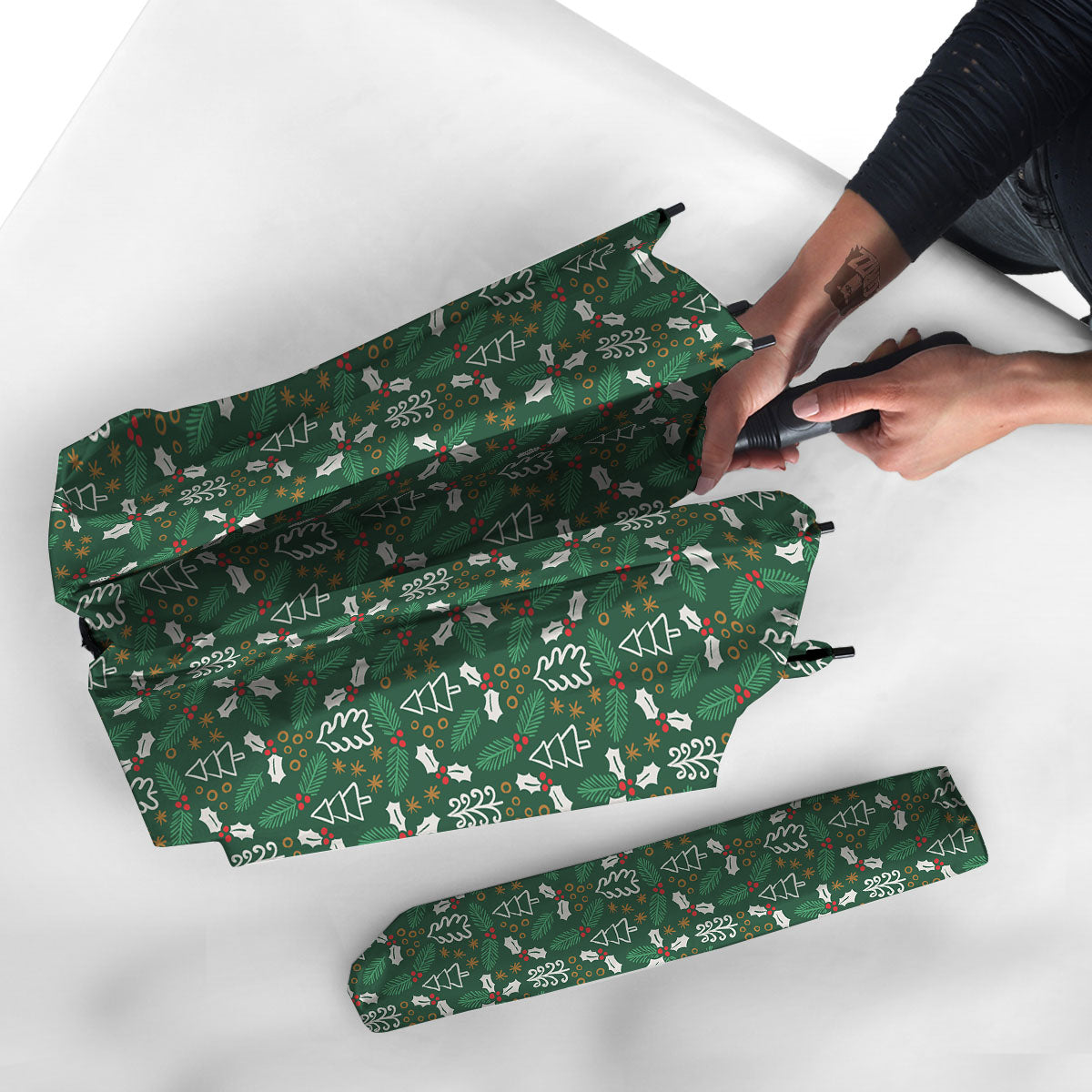 Ivy Leaf Christmas Print Pattern Umbrella-grizzshop