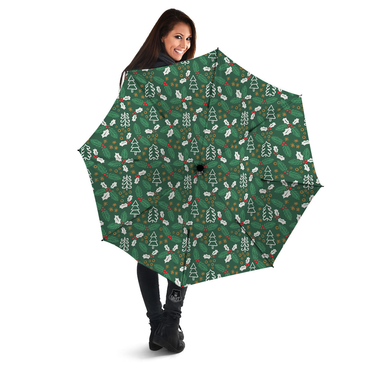Ivy Leaf Christmas Print Pattern Umbrella-grizzshop