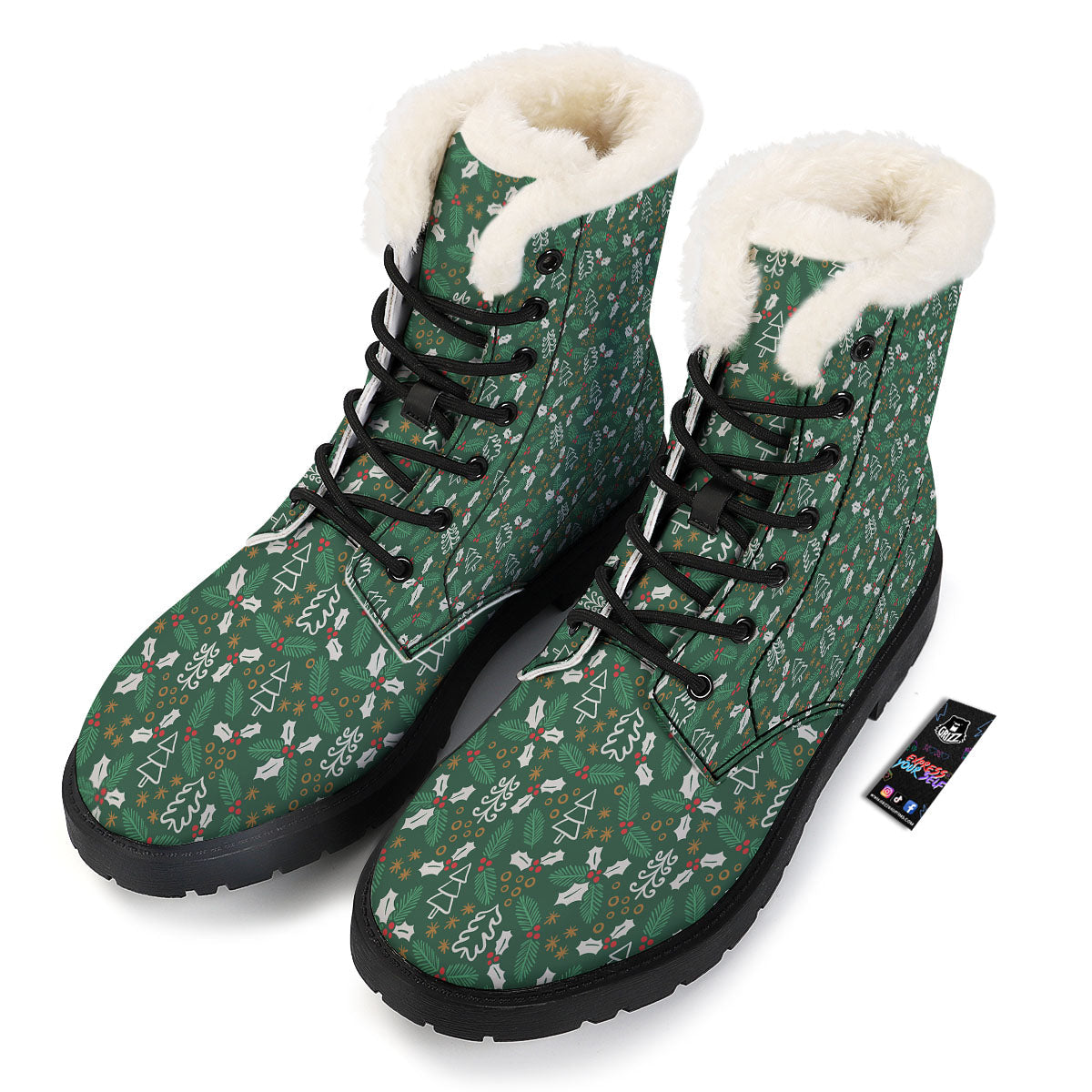 Ivy Leaf Christmas Print Pattern Winter Boots-grizzshop