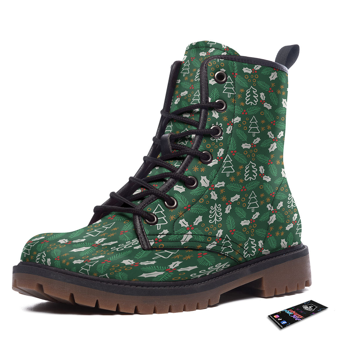 Ivy Leaf Christmas Print Pattern Work Boots-grizzshop