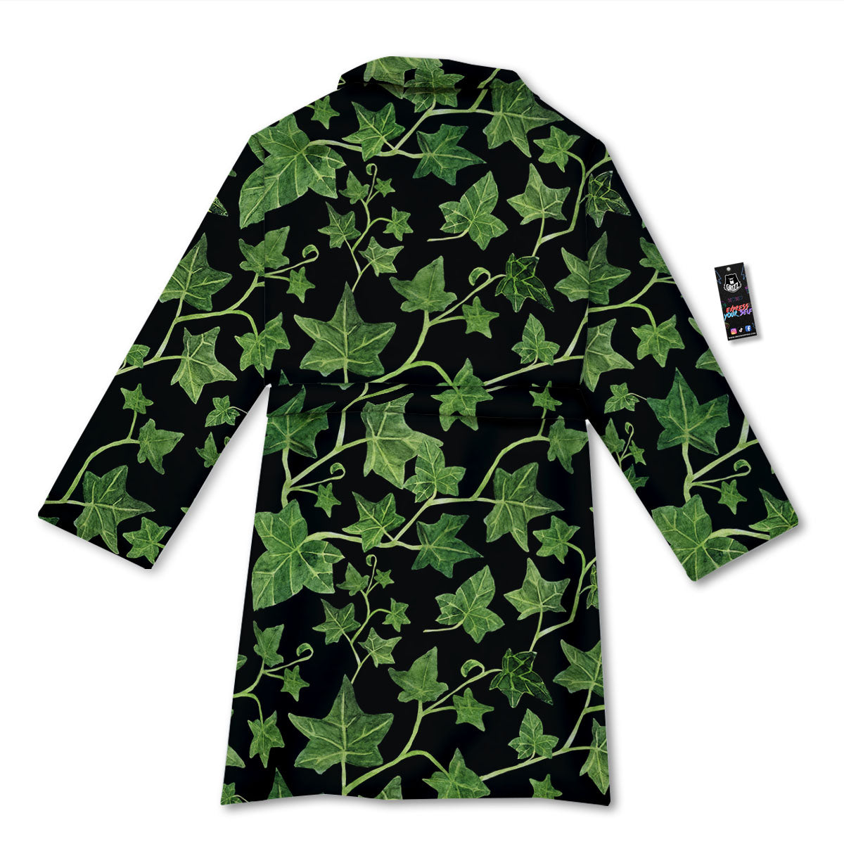 Ivy Leaf Green Print Bathrobe-grizzshop