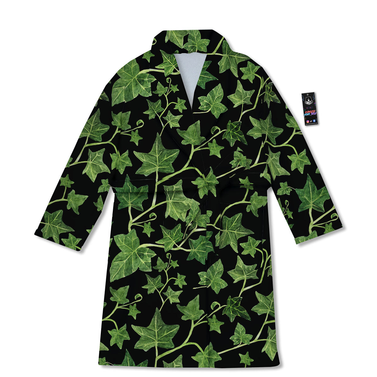 Ivy Leaf Green Print Bathrobe-grizzshop