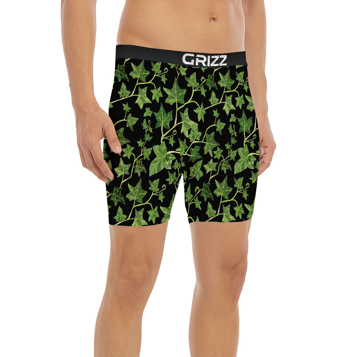 Ivy Leaf Green Print Boxer Briefs-grizzshop