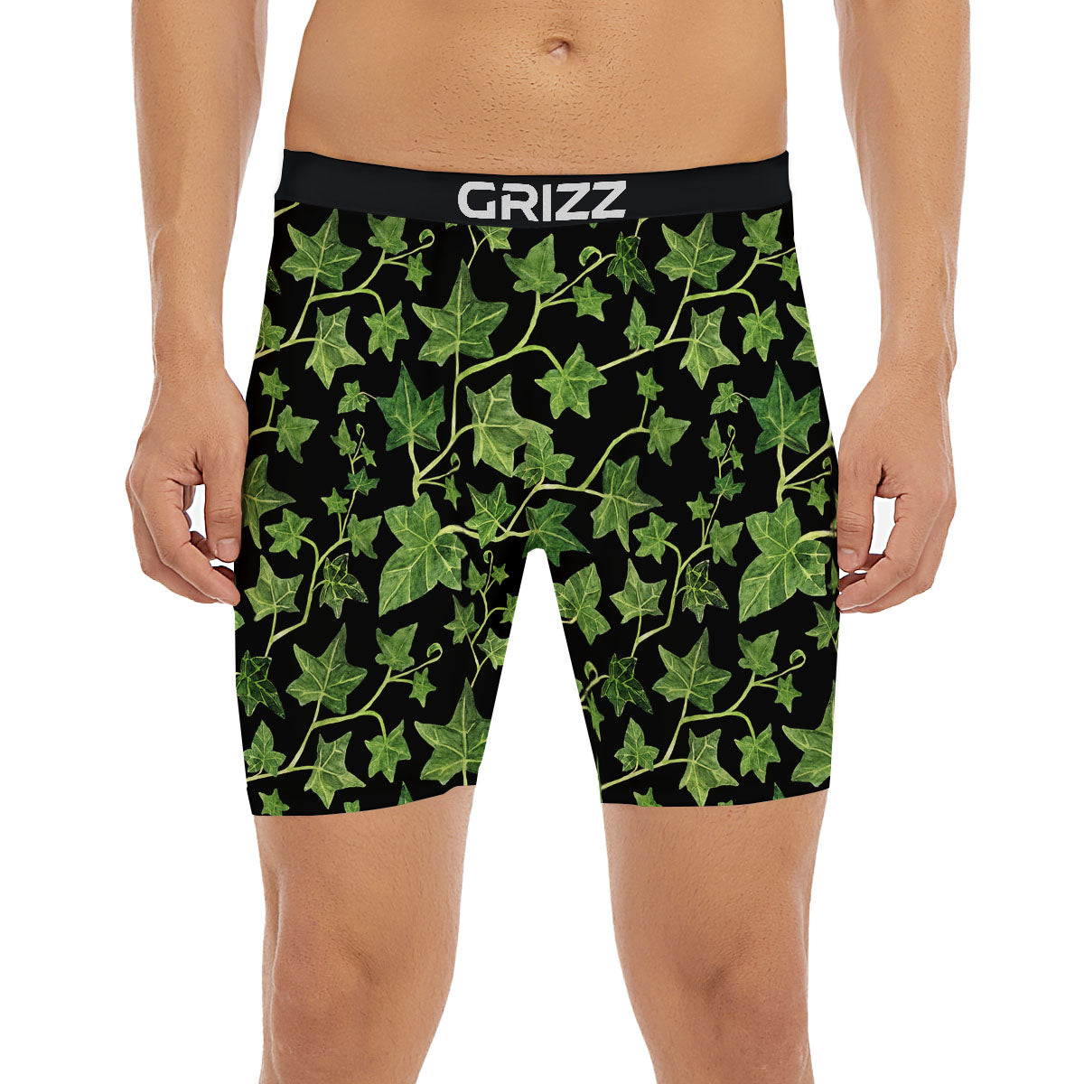Ivy Leaf Green Print Boxer Briefs-grizzshop
