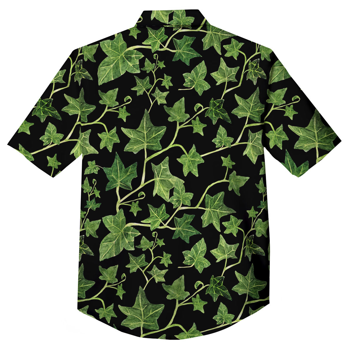 Ivy Leaf Green Print Button Up Shirt-grizzshop
