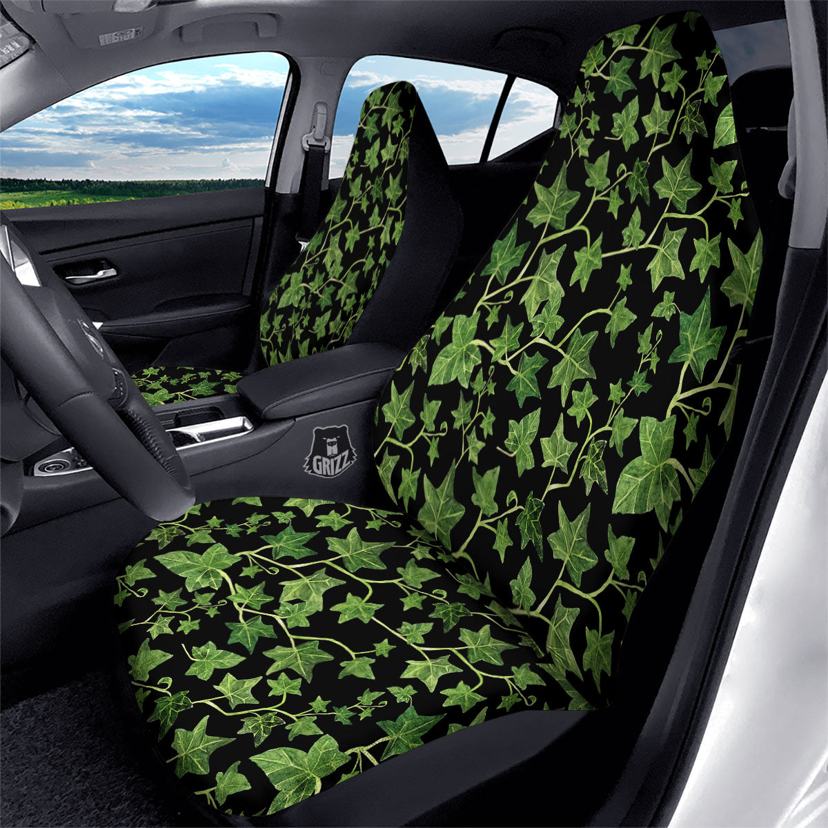 Ivy Leaf Green Print Car Seat Covers-grizzshop