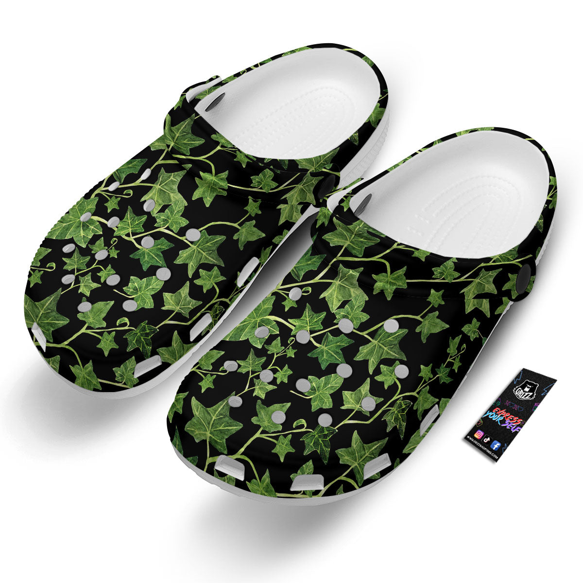 Ivy Leaf Green Print Clog-grizzshop