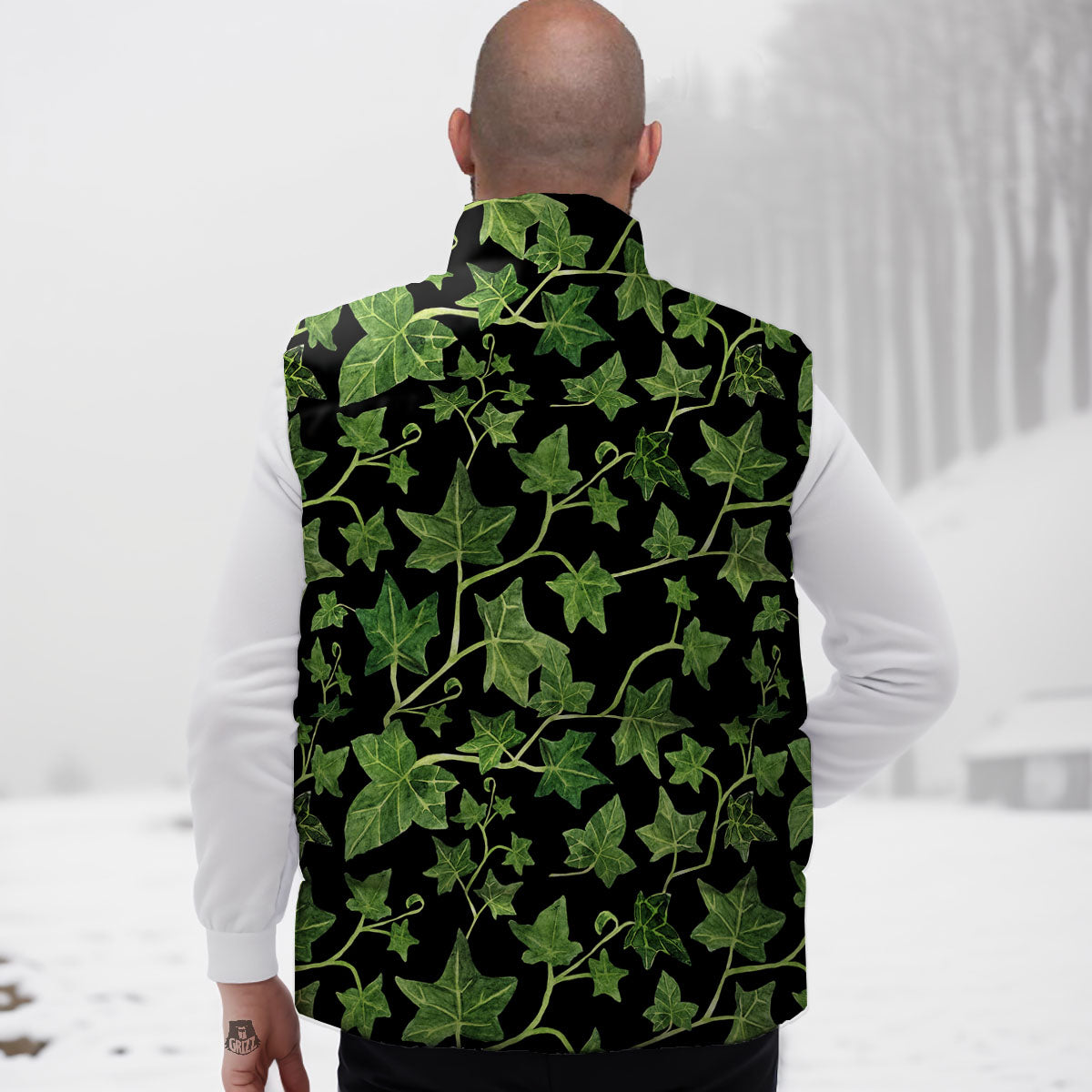 Ivy Leaf Green Print Down Vest