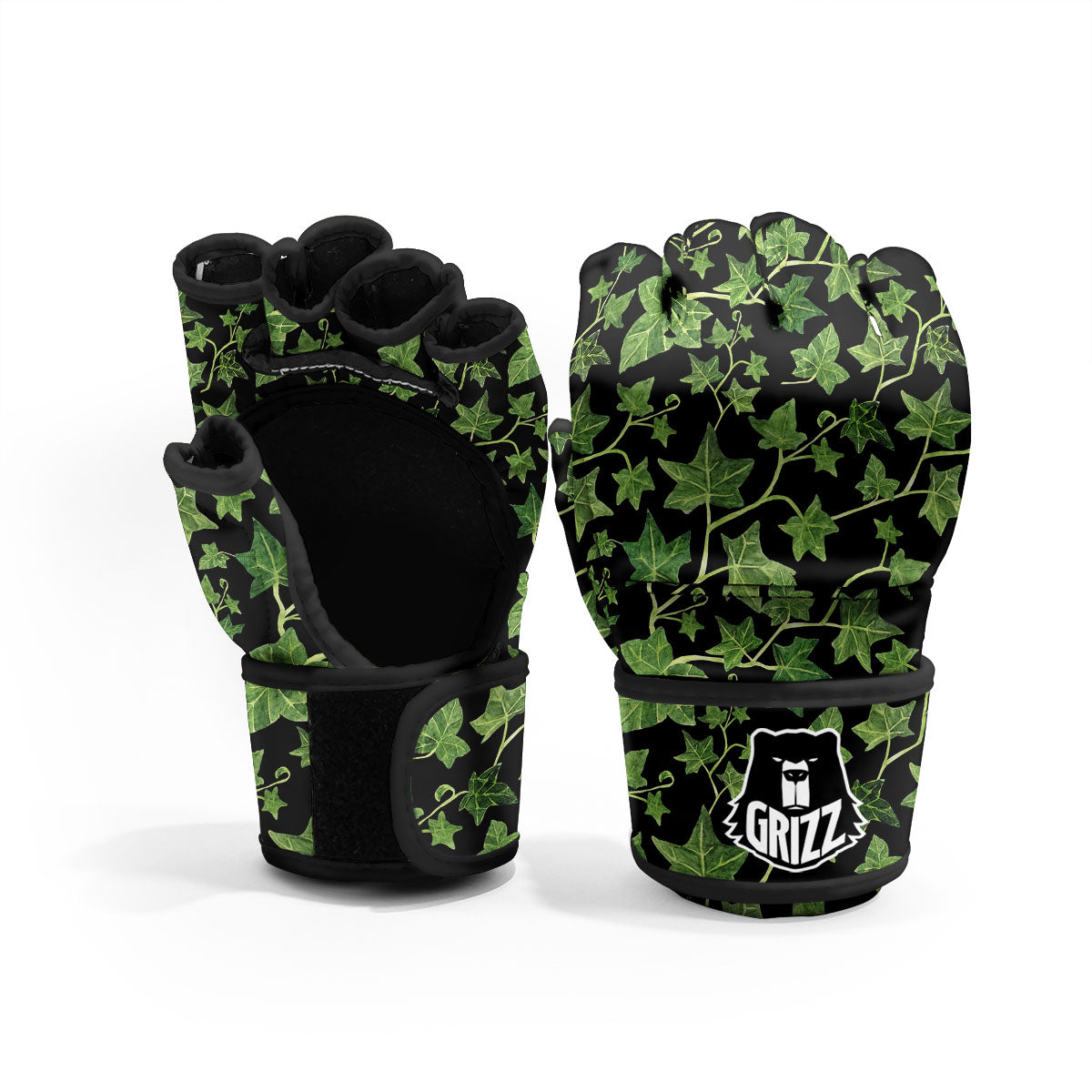 Ivy Leaf Green Print MMA Gloves-grizzshop
