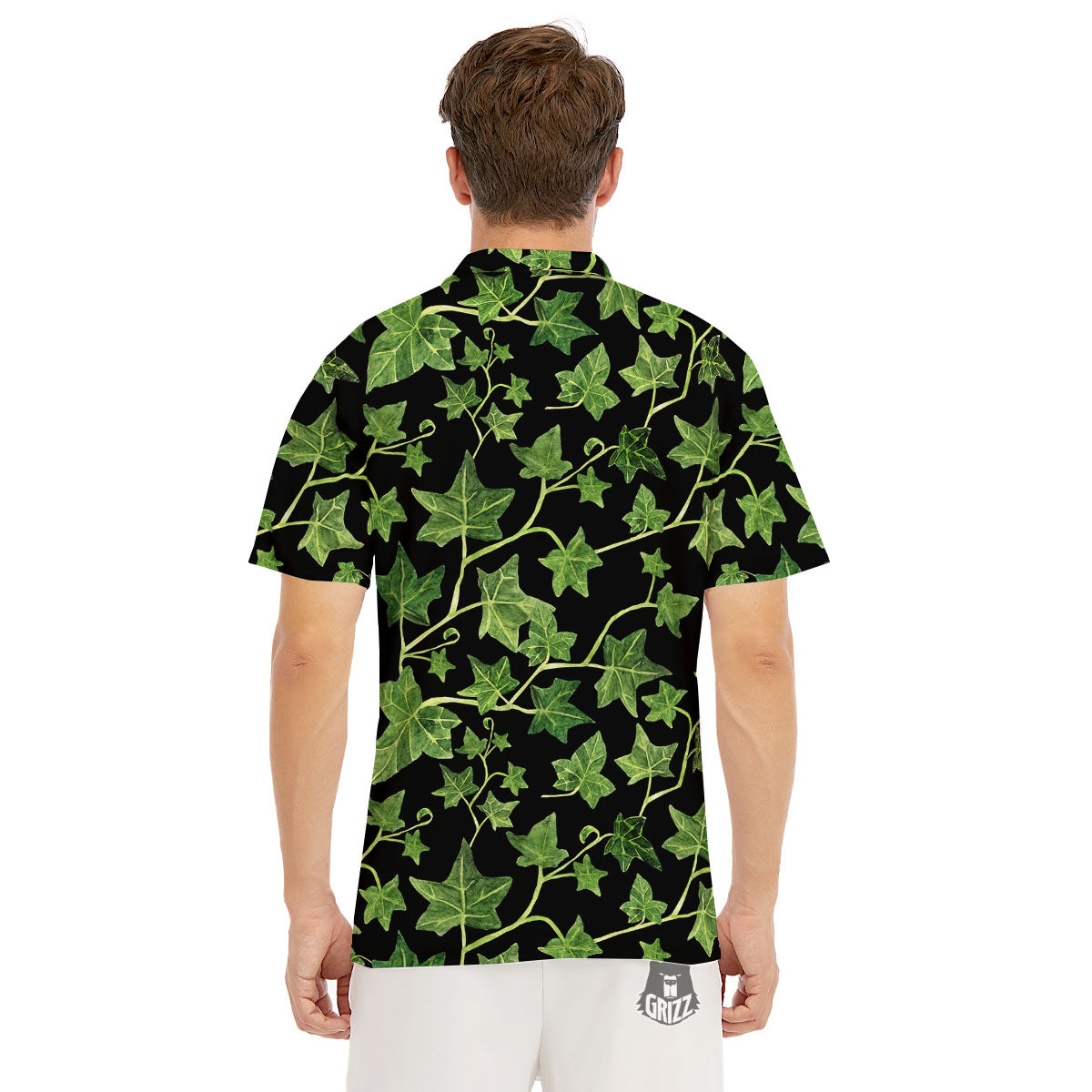 Ivy Leaf Green Print Men's Golf Shirts-grizzshop