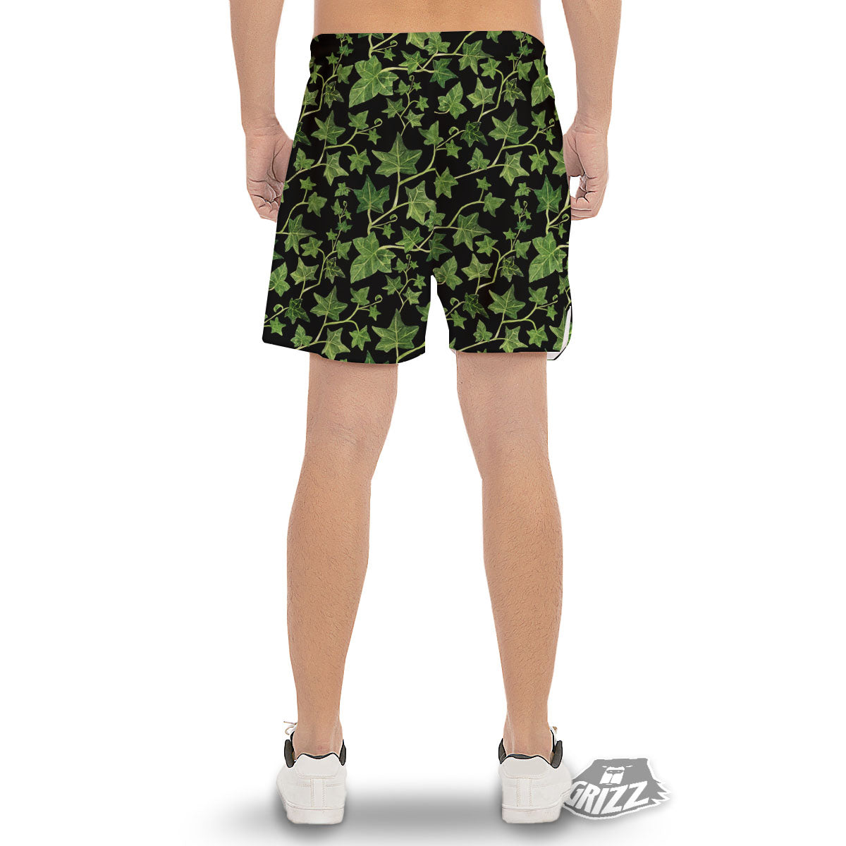 Ivy Leaf Green Print Men's Gym Shorts-grizzshop
