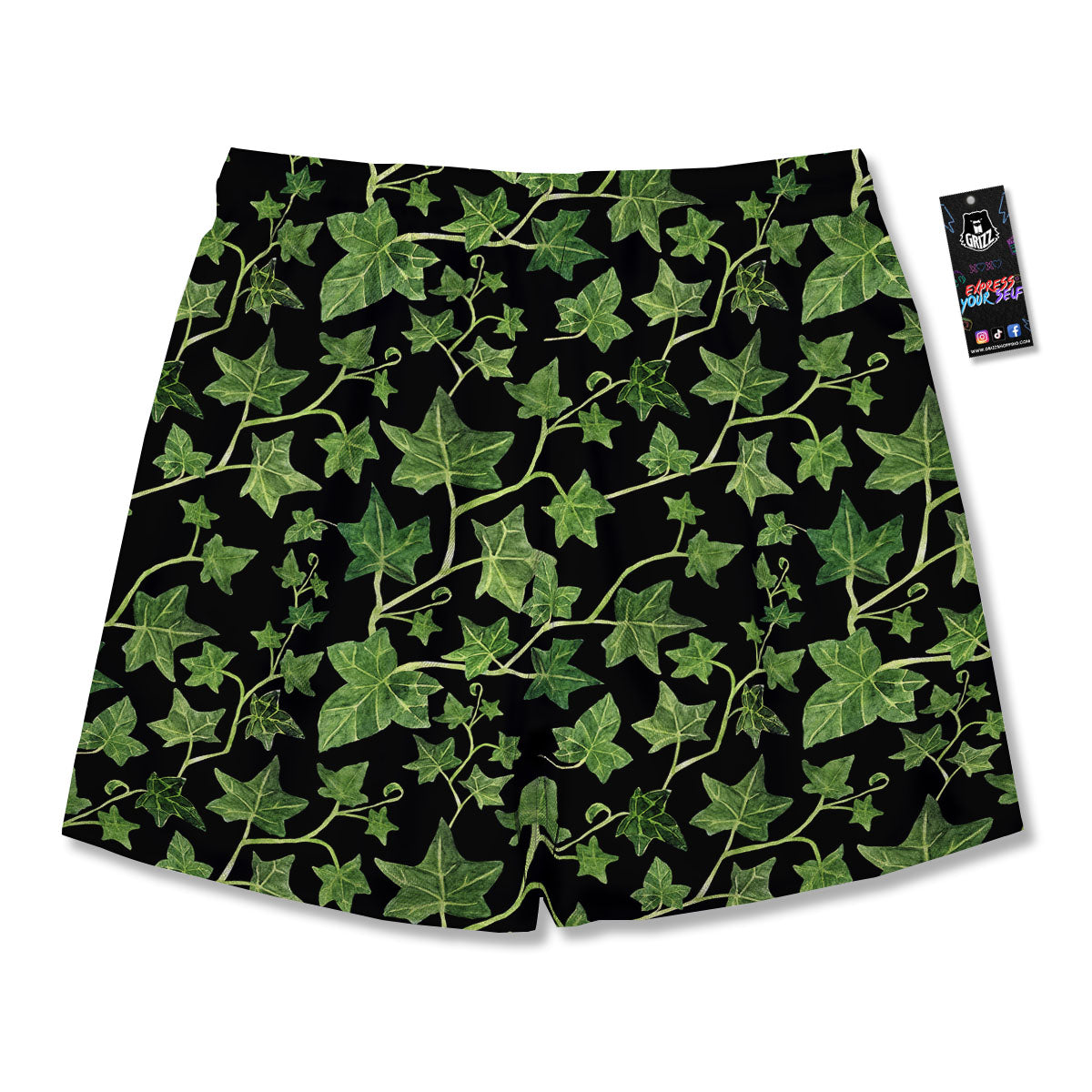 Ivy Leaf Green Print Men's Running Shorts-grizzshop