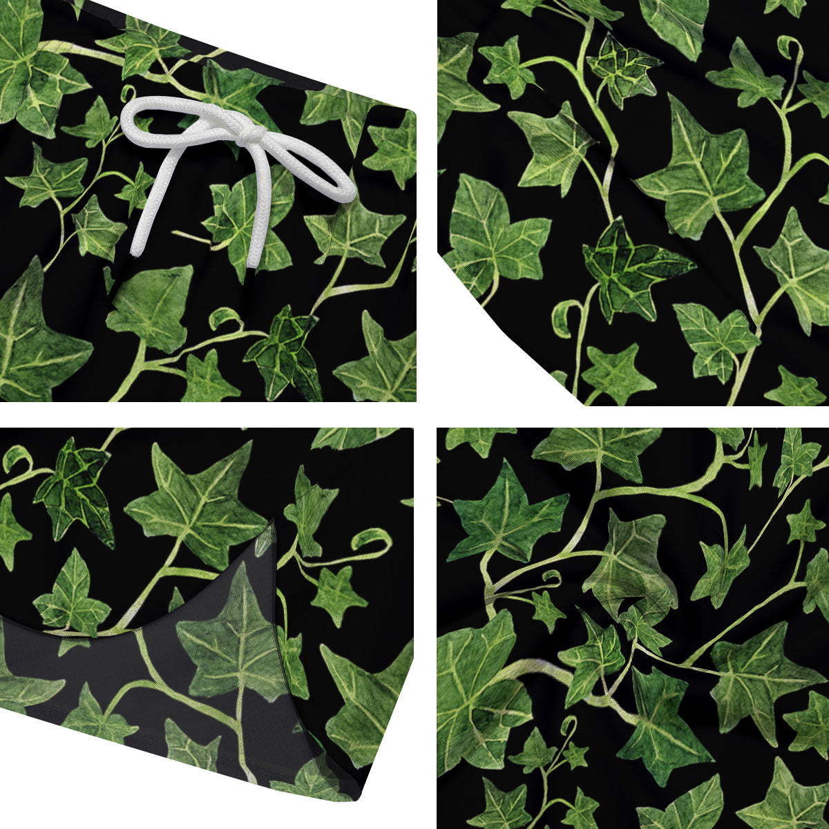 Ivy Leaf Green Print Men's Running Shorts-grizzshop