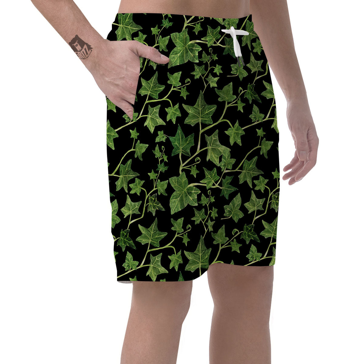 Ivy Leaf Green Print Men's Shorts-grizzshop