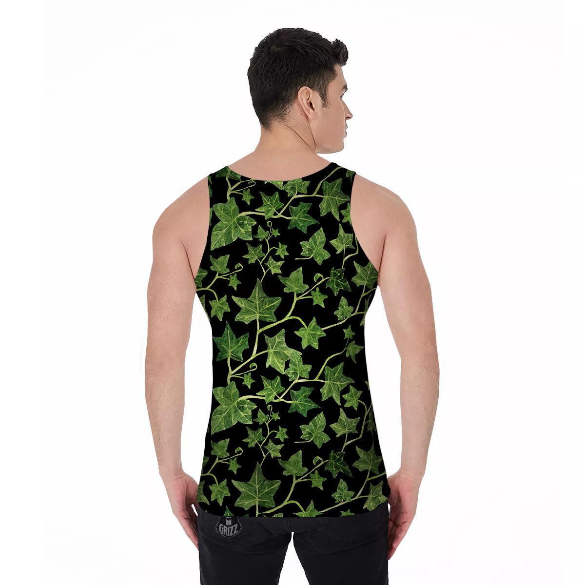 Ivy Leaf Green Print Men's Tank Top-grizzshop