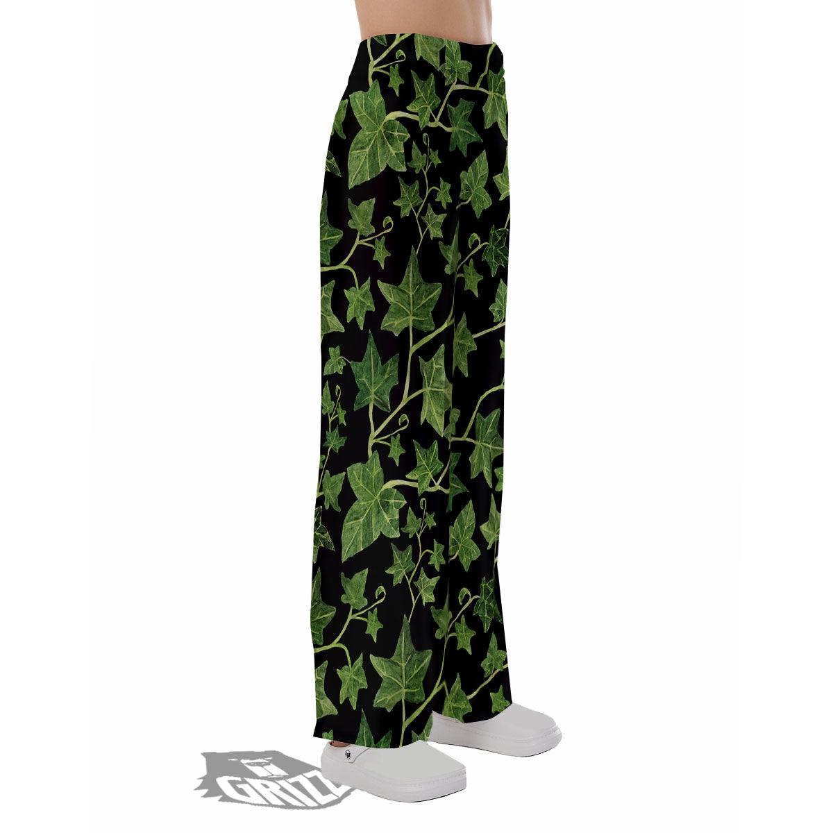 Ivy Leaf Green Print Pajama Pants-grizzshop