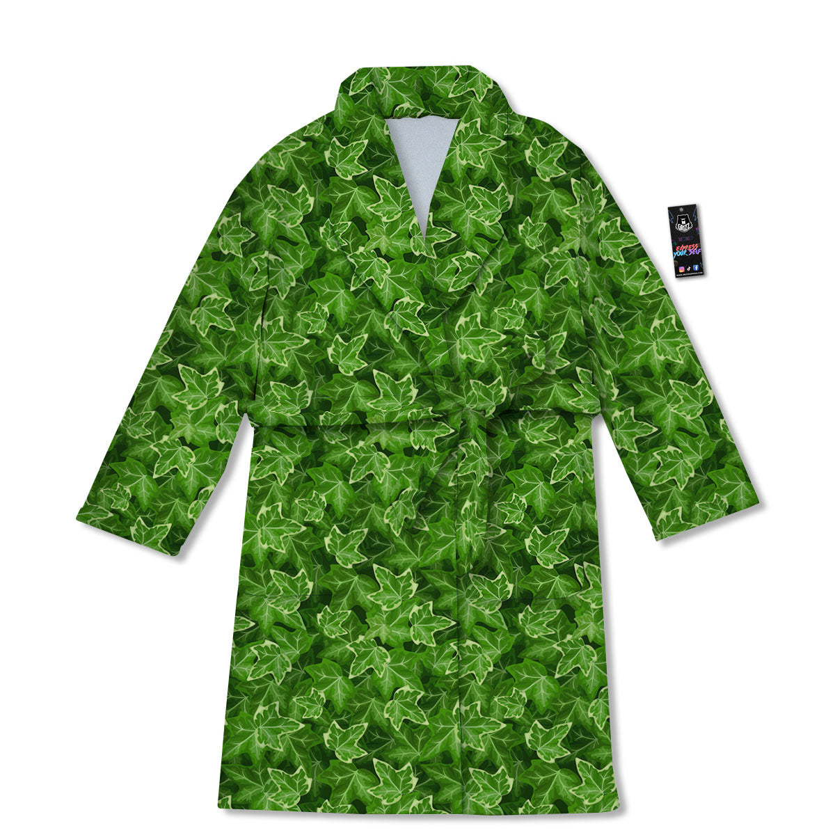 Ivy Leaf Green Print Pattern Bathrobe-grizzshop