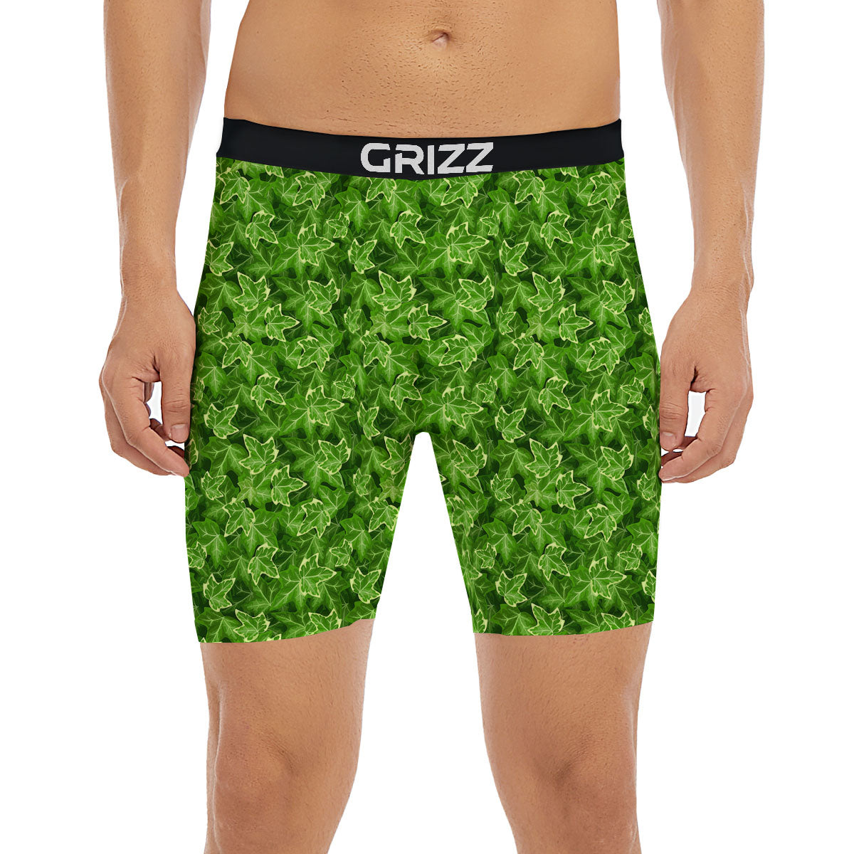 Ivy Leaf Green Print Pattern Boxer Briefs-grizzshop