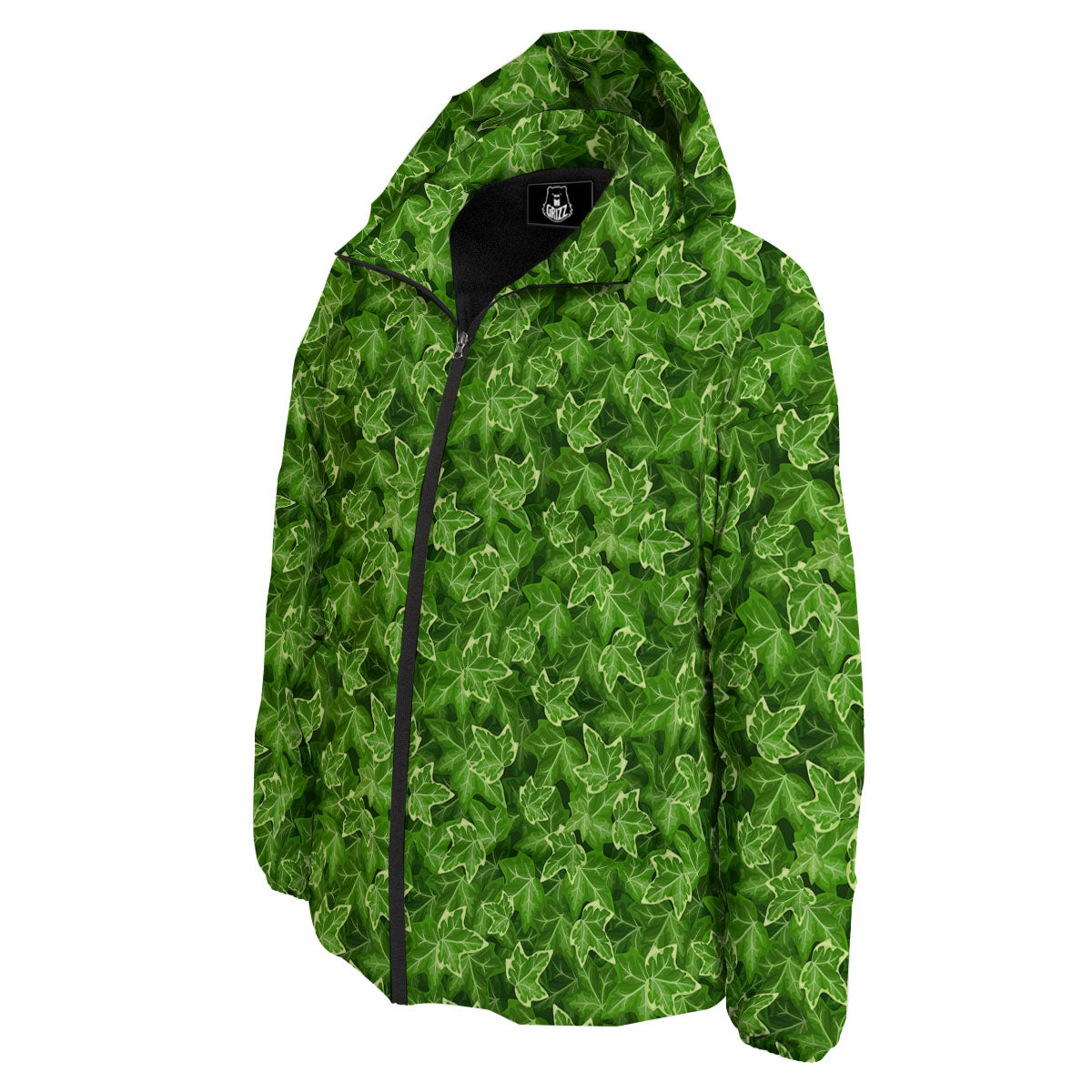 Ivy Leaf Green Print Pattern Down Jacket-grizzshop
