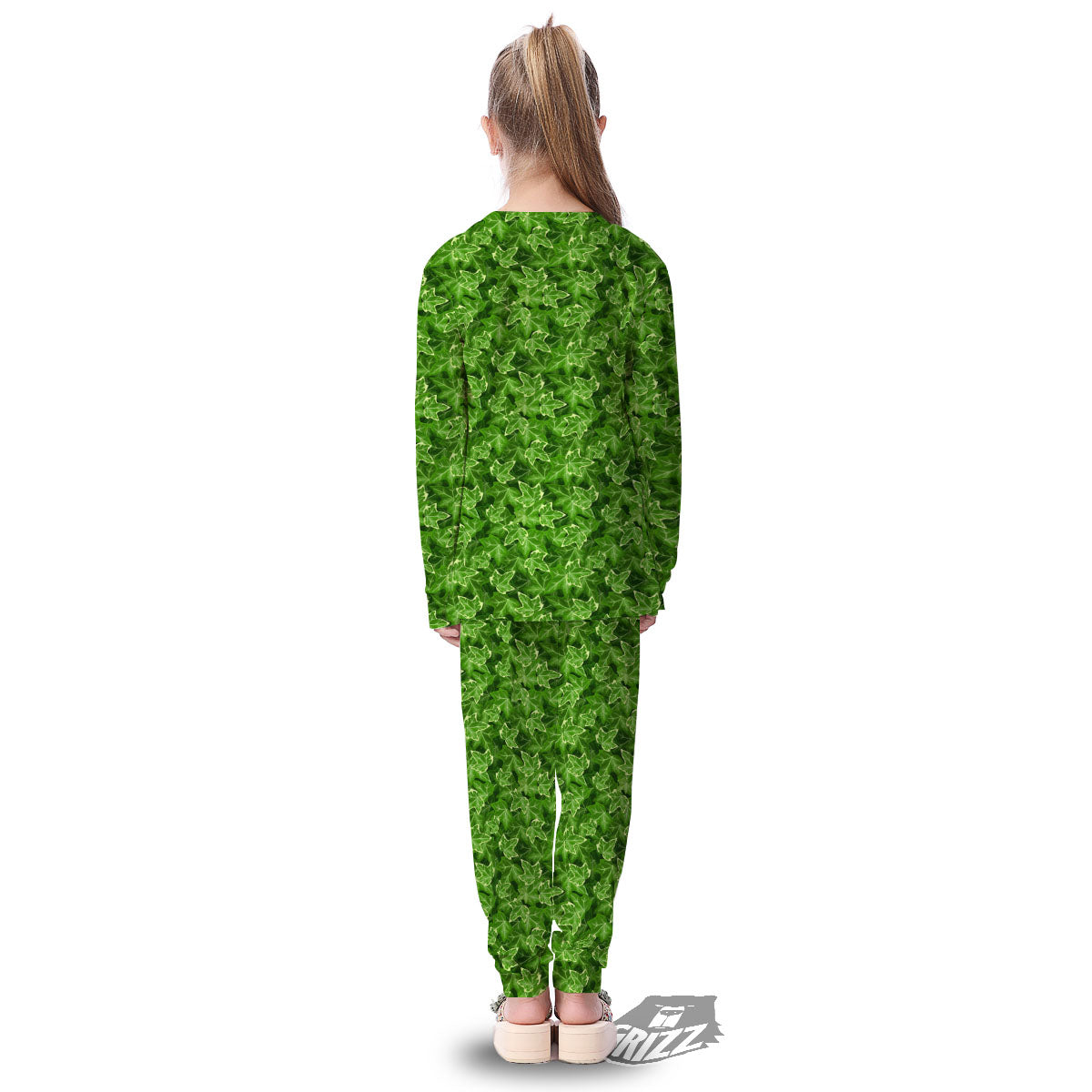 Ivy Leaf Green Print Pattern Kid's Pajamas-grizzshop