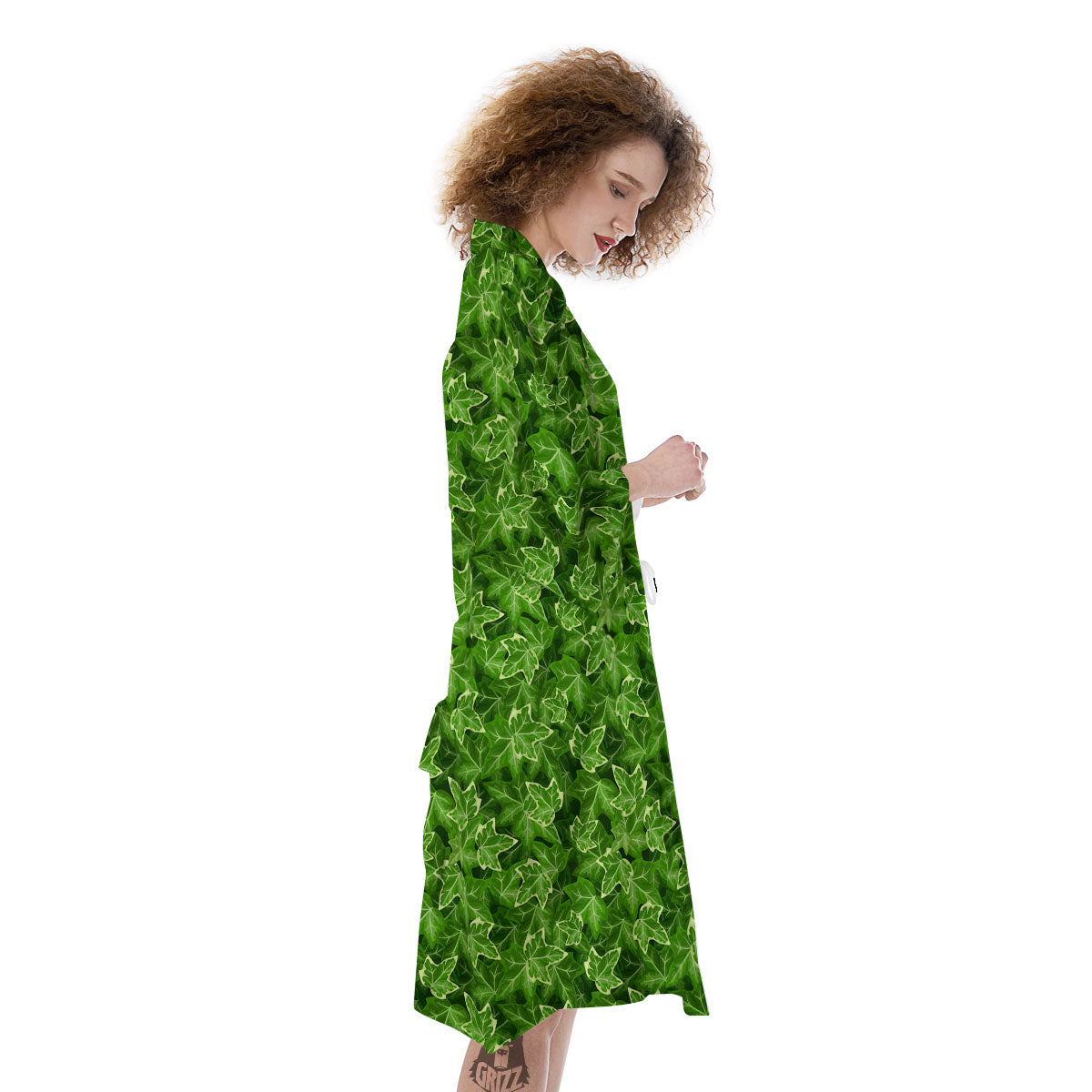Ivy Leaf Green Print Pattern Kimono-grizzshop