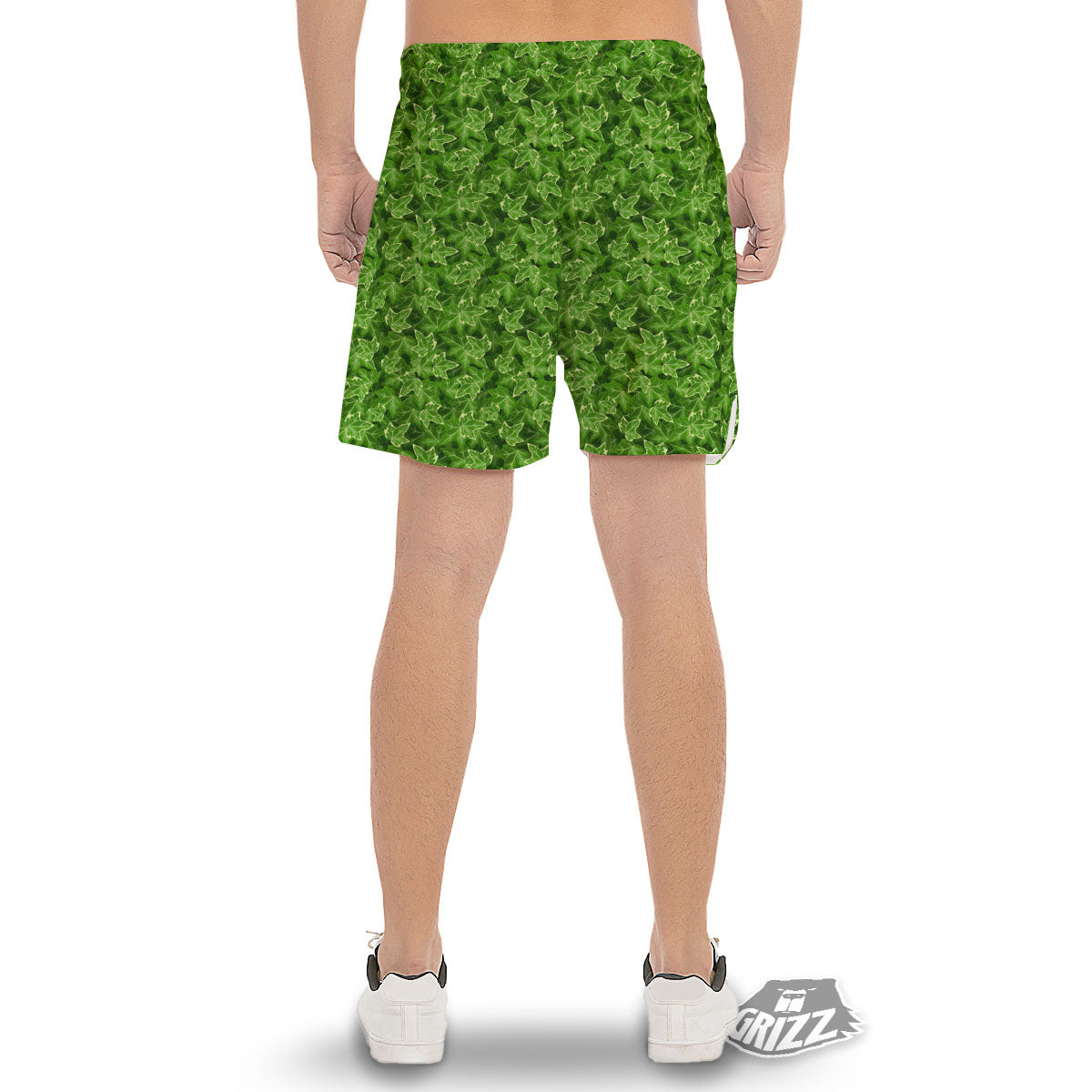 Ivy Leaf Green Print Pattern Men's Gym Shorts-grizzshop