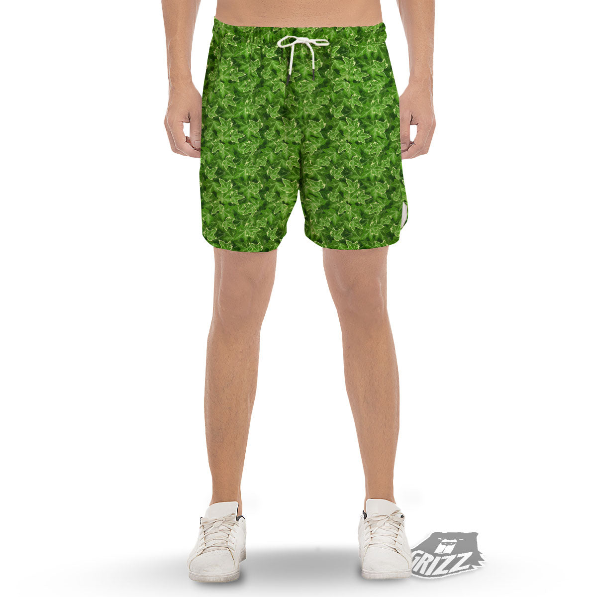 Ivy Leaf Green Print Pattern Men's Gym Shorts-grizzshop