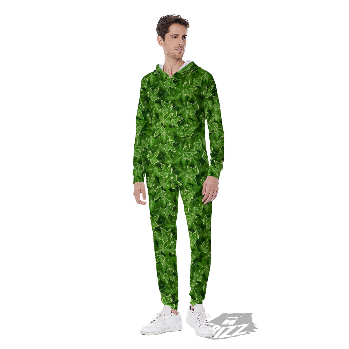 Ivy Leaf Green Print Pattern Men's Jumpsuit-grizzshop