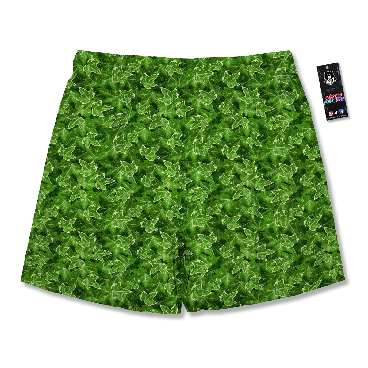 Ivy Leaf Green Print Pattern Men's Running Shorts-grizzshop