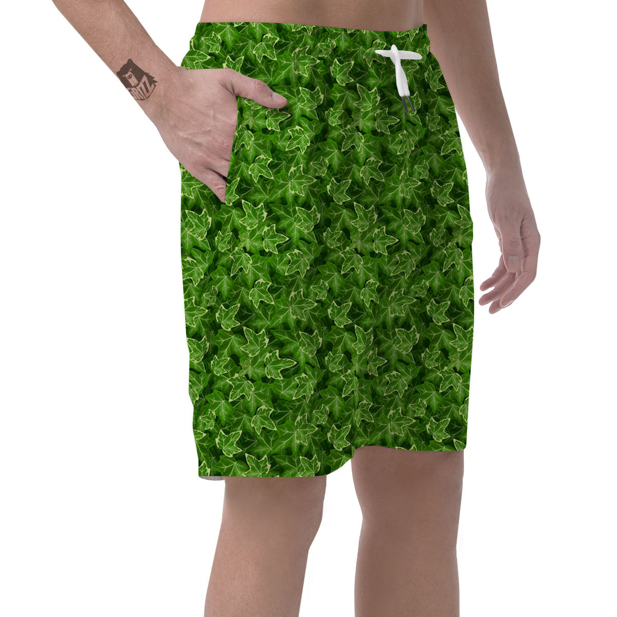 Ivy Leaf Green Print Pattern Men's Shorts-grizzshop